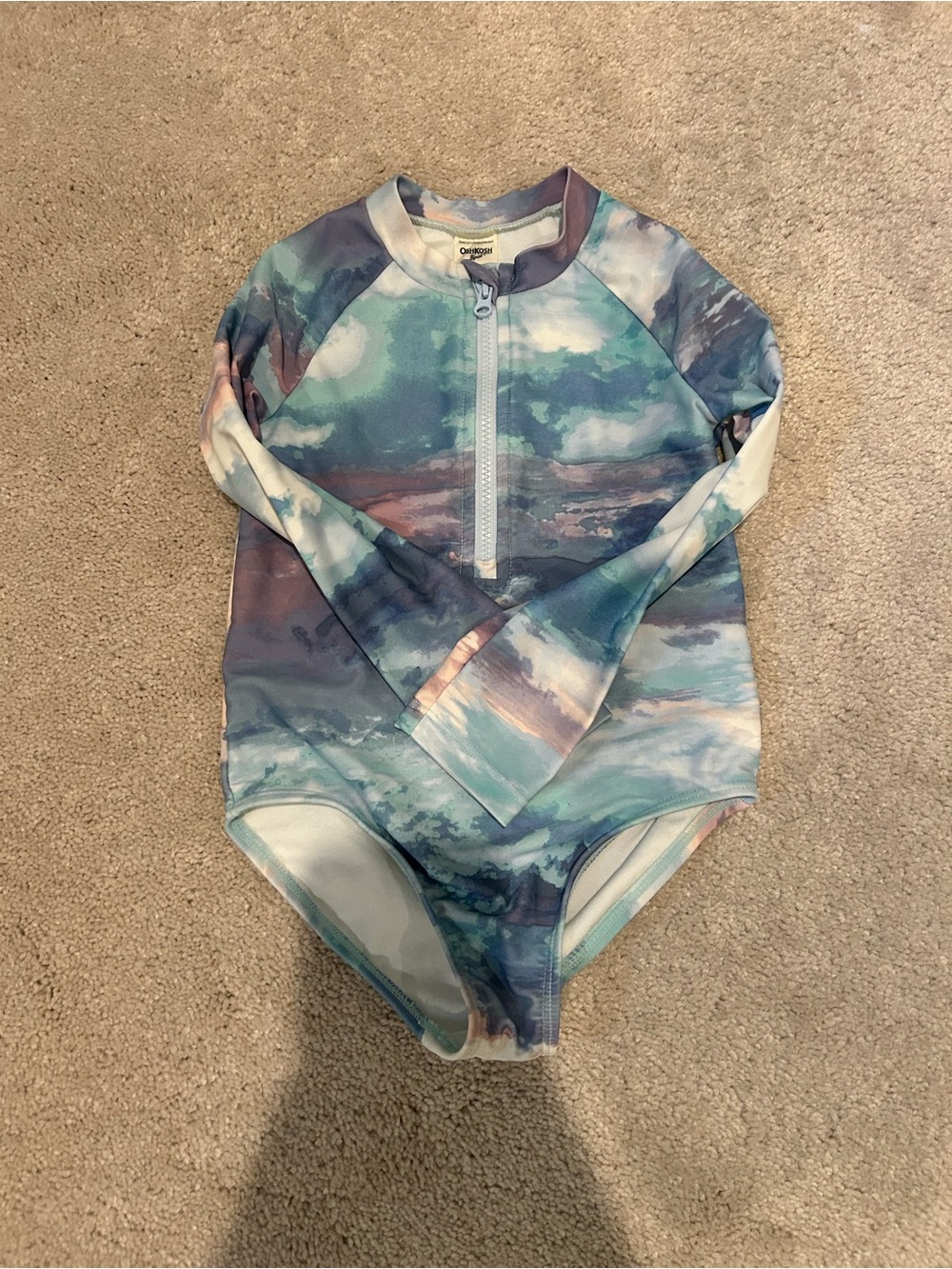 OshKosh B'gosh Pastel Watercolor Long-Sleeve One-Piece Swimsuit